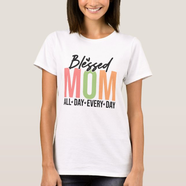 Blessed Mama Boho Mothers Day T-Shirt (Front)