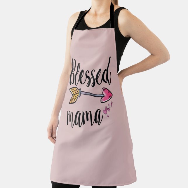 Blessed Mama with Arrow Pink Girly Christian Apron (Insitu)