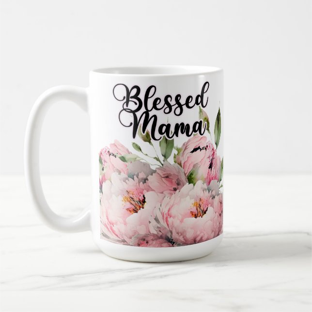 Blessed Mama with Beautiful Flowers  Coffee Mug (Left)