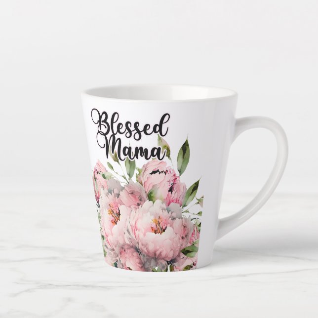 Blessed Mama with Beautiful Flowers  Latte Mug (Right)