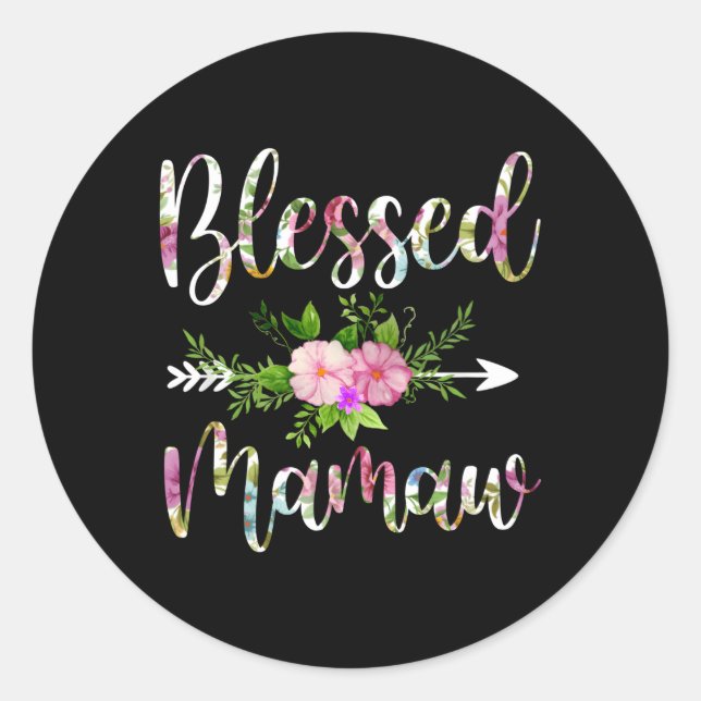 Blessed Mamaw Floral For Mothers Day Grandma Classic Round Sticker (Front)