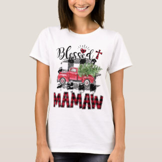 Blessed Mamaw Red-plaid Christmas T-Shirt