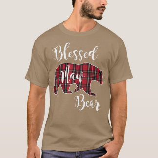 Blessed Maw Bear Red Tartan Plaid Pattern Mama Mot T-Shirt