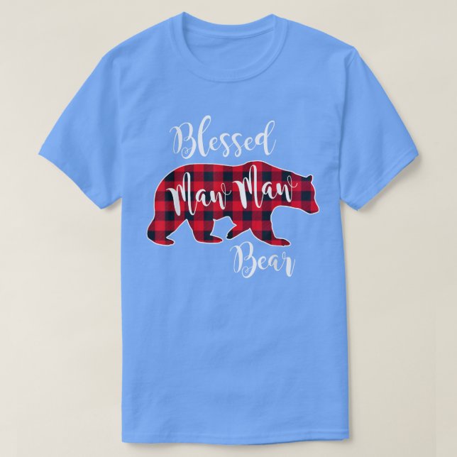 Blessed Maw Maw Bear Buffalo Check Plaid Pattern M T-Shirt (Design Front)