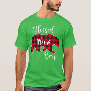 Blessed Mema Bear Red Buffalo Check Plaid Fun Gran T-Shirt