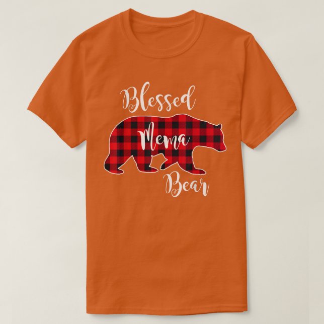 Blessed Mema Bear Red Buffalo Check Plaid Fun Gran T-Shirt (Design Front)