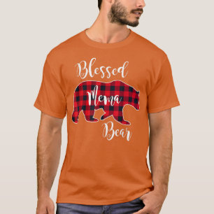 Blessed Mema Bear Red Buffalo Check Plaid Fun Gran T-Shirt