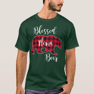 Blessed Mema Bear Red Buffalo Check Plaid Fun Gran T-Shirt