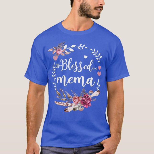 Blessed Mema  Thanksgiving Floral Funny Gifts T-Shirt (Front)