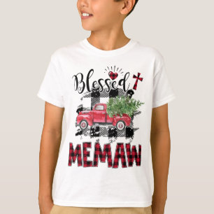Blessed Memaw Red-plaid Christmas T-Shirt