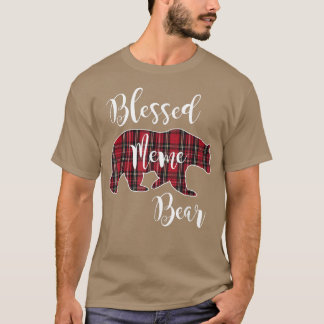 Blessed Meme Bear Red Tartan Plaid Fun Grandma Gif T-Shirt