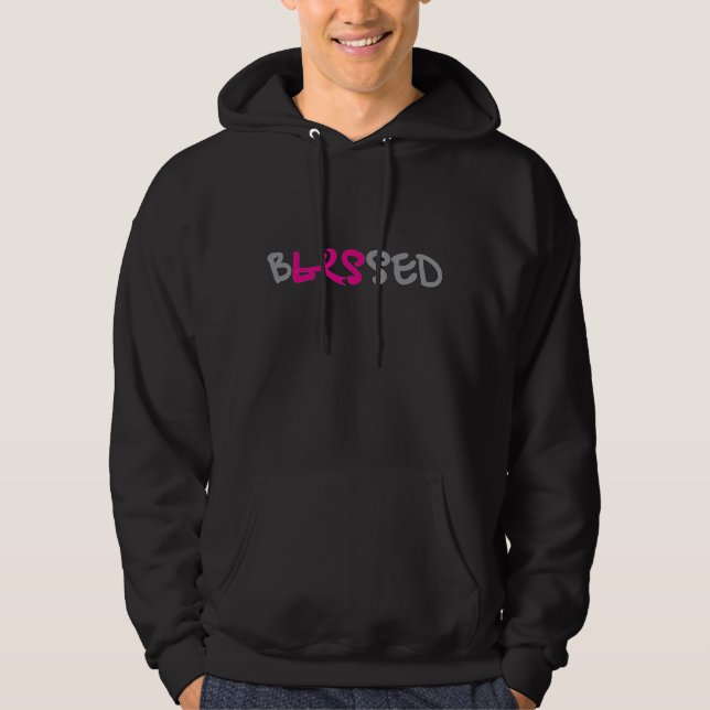 bLESsed mens hoodie/blk front&back Hoodie (Front)