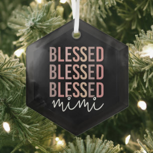 Blessed Mimi   Gifts for Mimi Grandma  Glass Tree Decoration