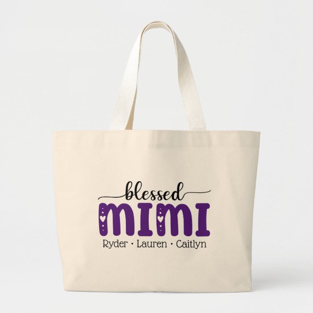 Blessed Mimi Grandma Personalised Mothers Day Gift Large Tote Bag (Front)