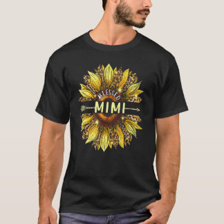 Blessed Mimi  Women Sunflower Leopard Decor Grandm T-Shirt