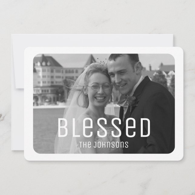 Blessed Minimalist Photo Custom Christmas Card (Front)