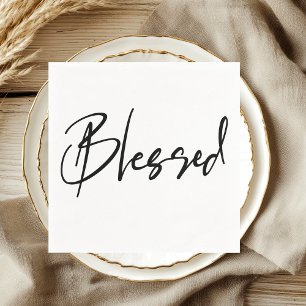 Blessed Minimalist Script Thanksgiving  Napkin