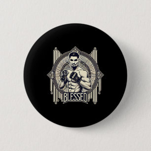 Blessed Mma Bjj Kickboxing Muay Thai Boxing Cage F 6 Cm Round Badge