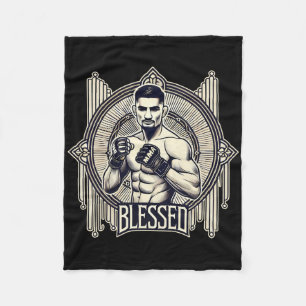 Blessed Mma Bjj Kickboxing Muay Thai Boxing Cage F Fleece Blanket