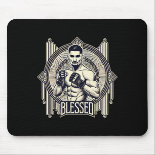 Blessed Mma Bjj Kickboxing Muay Thai Boxing Cage F Mouse Mat