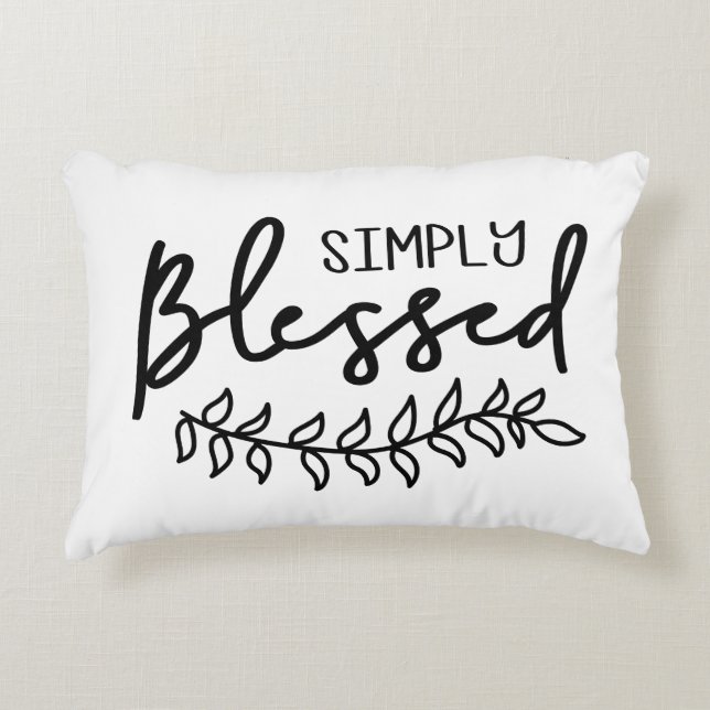 Blessed Modern Farmhouse Black White Personalised Decorative Cushion (Front)