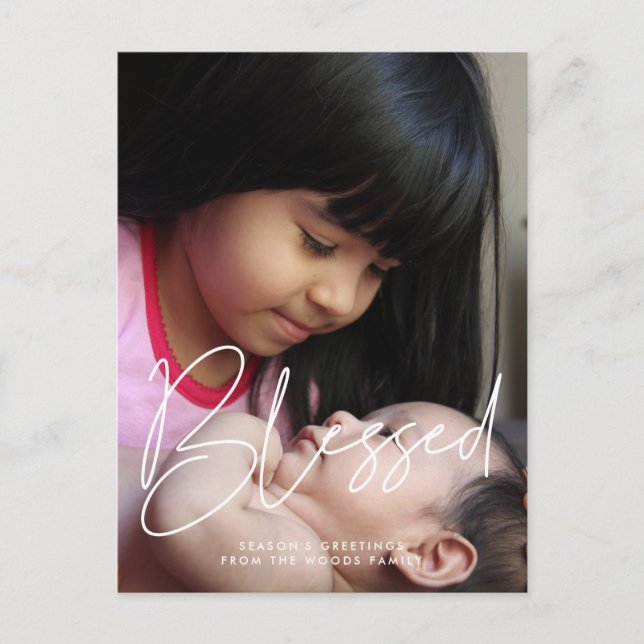 Blessed Modern minimalist photo holiday Postcard (Front)