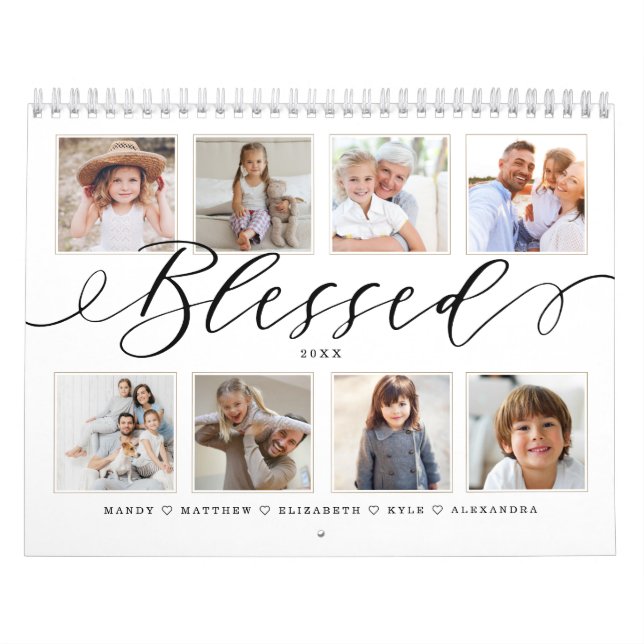 Blessed Modern Script | Family Photo Memories Calendar (Cover)
