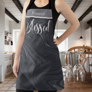 Blessed Modern Script Faux Marble Personalised Apron