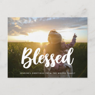 Blessed Modern typography photo holiday Postcard