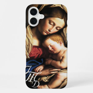 Blessed Mother and Christ Child Monogrammed iPhone 16 Plus Case