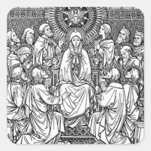 Blessed Mother Apostles Holy Ghost at Pentecost Square Sticker