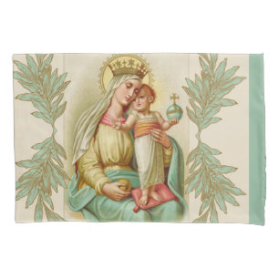 Blessed Mother holding the Child Jesus Globe Pillowcase