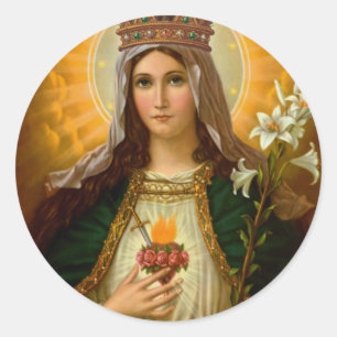Blessed Mother Immaculate Heart of Mary Picture Classic Round Sticker