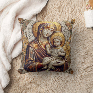 Blessed Mother Mary and Baby Jesus   Religoius Cushion