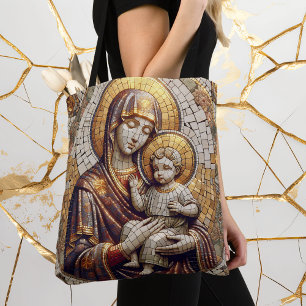 Blessed Mother Mary and Baby Jesus   Religoius Tote Bag