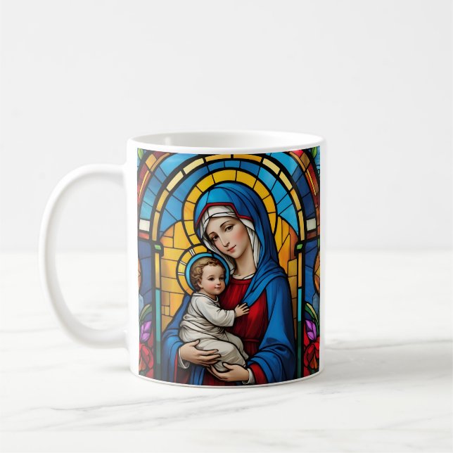 Blessed Mother Mary and Baby Jesus - Virgin Mary Coffee Mug (Left)