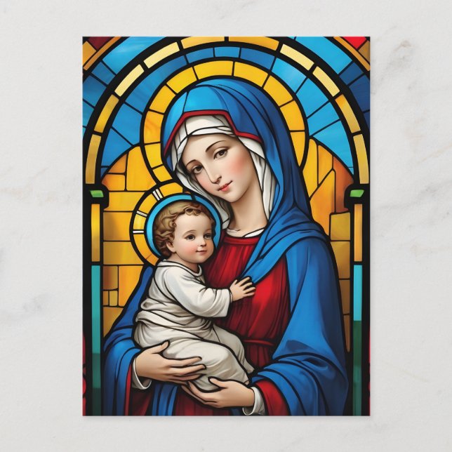 Blessed Mother Mary and Baby Jesus - Virgin Mary Postcard (Front)