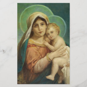 Blessed Mother Mary Baby Jesus Stationery