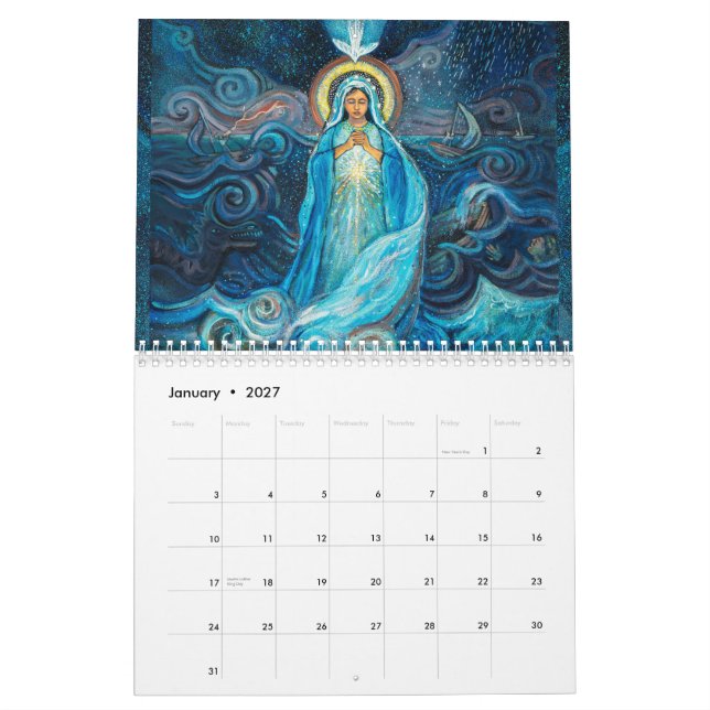 Blessed Mother Mary Calendar of Catholic images (Jan 2027)
