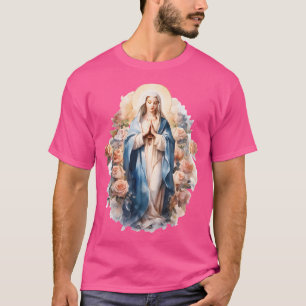 Blessed Mother Mary Mother Of Jesus Roses Our Lady T-Shirt