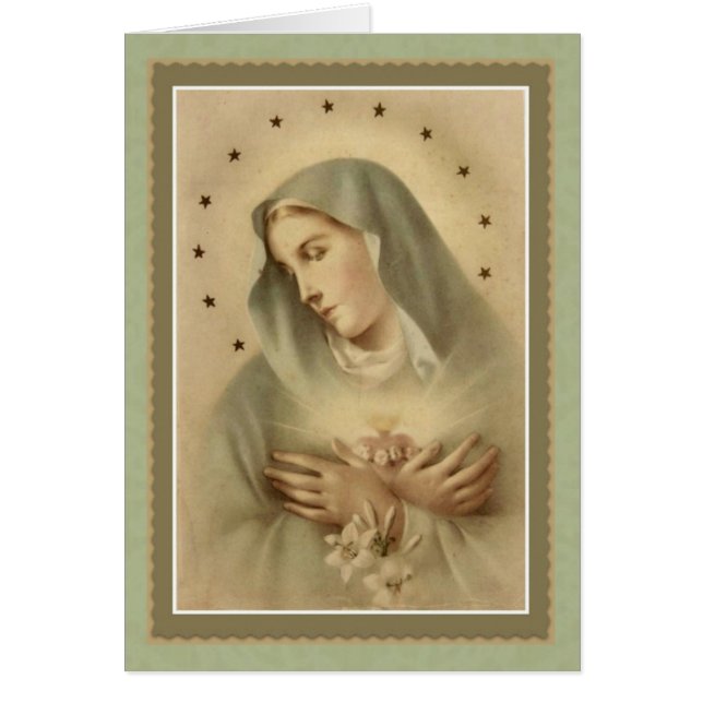 Blessed Mother Mary with lilies in Arms Card (Front)