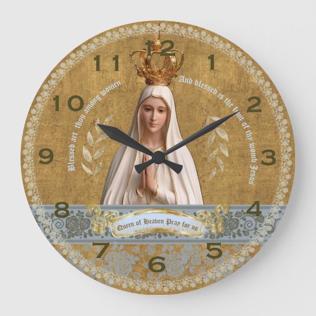 Blessed Mother Our Lady of Fatima Wall Clock (Front)