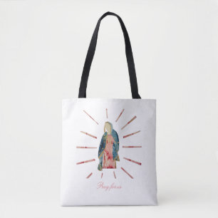 Blessed Mother Virgin Mary Pray Pretty Christian Tote Bag