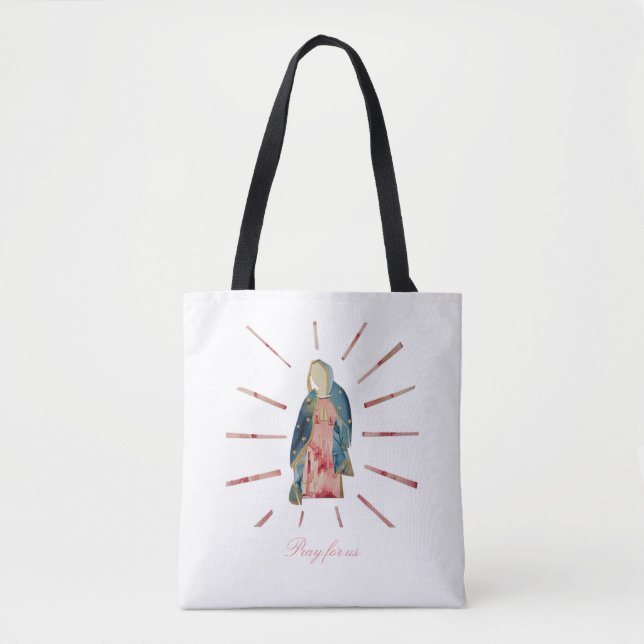 Blessed Mother Virgin Mary Pretty Christian Tote Bag (Front)