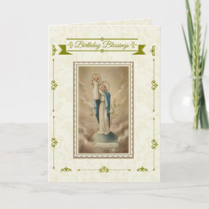 Blessed Mother with Baby Jesus Birthday Blessings Card