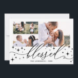 Blessed multi photo elegant star winter holiday card<br><div class="desc">Blessed multi photo elegant star winter card. With beautiful blessed script text and delicate stars this multi photo holiday christmas card is sure to suit your theme this year. Change the background colour to customise.</div>