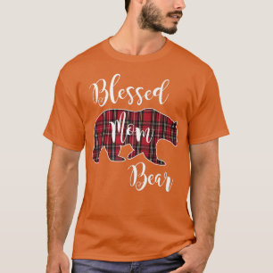 Blessed Mum Bear Buffalo Check Plaid Pattern Mama T-Shirt