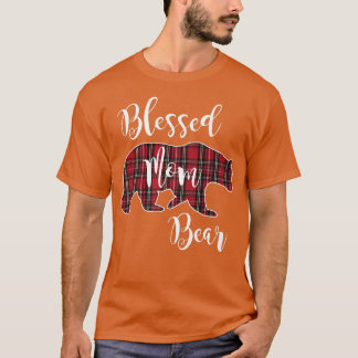 Blessed Mum Bear Buffalo Check Plaid Pattern Mama T-Shirt