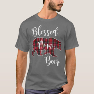 Blessed Mum Bear Buffalo Check Plaid Pattern Mama T-Shirt