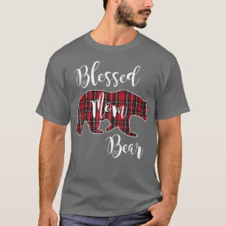 Blessed Mum Bear Buffalo Check Plaid Pattern Mama T-Shirt